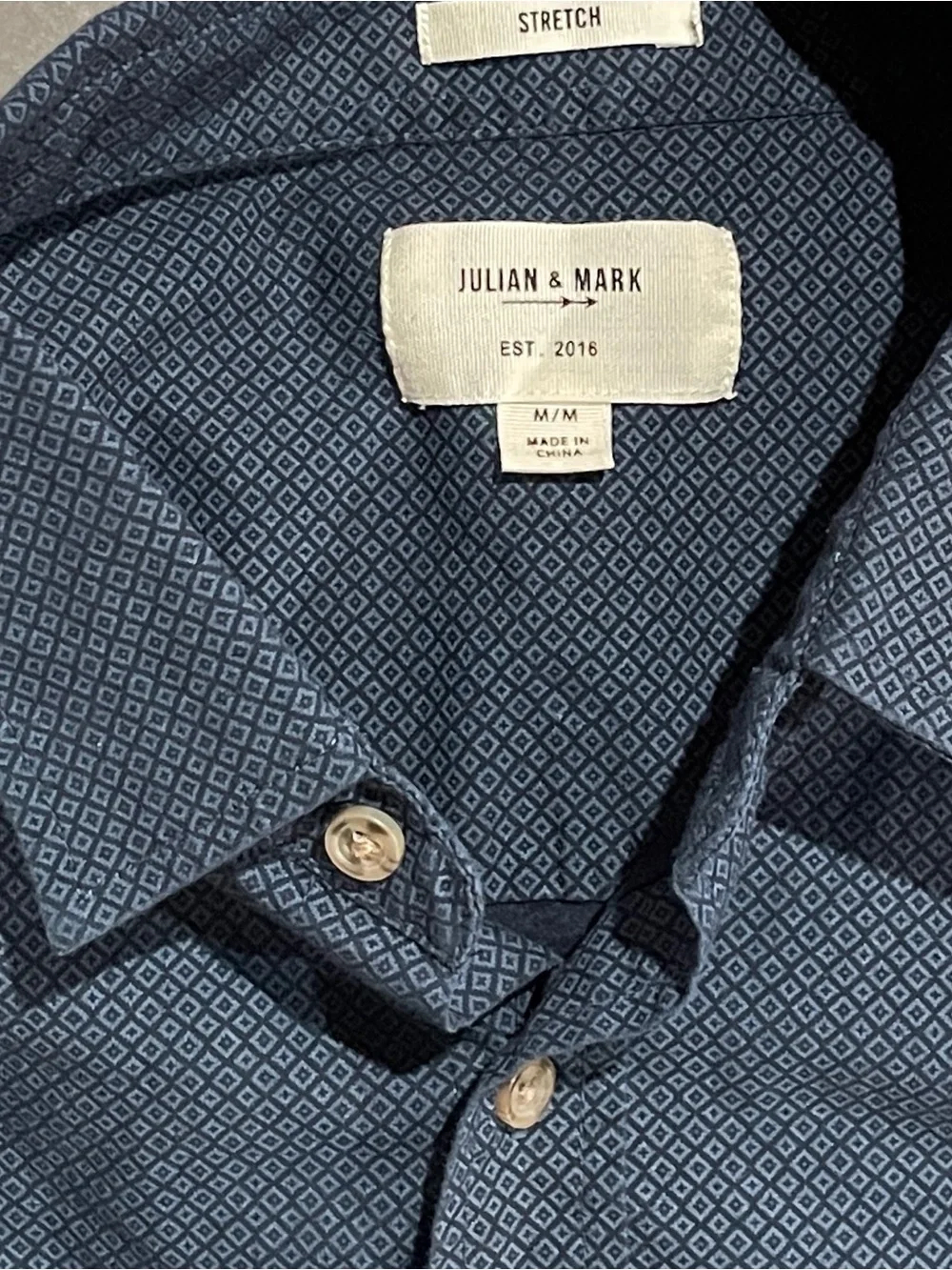 Julian & Mark men’s short-sleeve navy textured button-up shirt